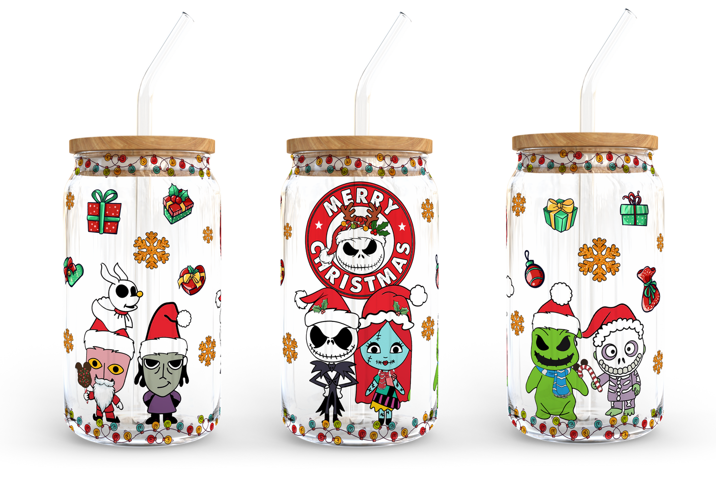 Cartoon Weihnachten 16oz Libbey Dose Cartoon PNG, 16oz Glasdose Wrap, 16oz Libbey Dose Glas, Weihnachtsbecher Wrap, Vollglas Dose Wrap