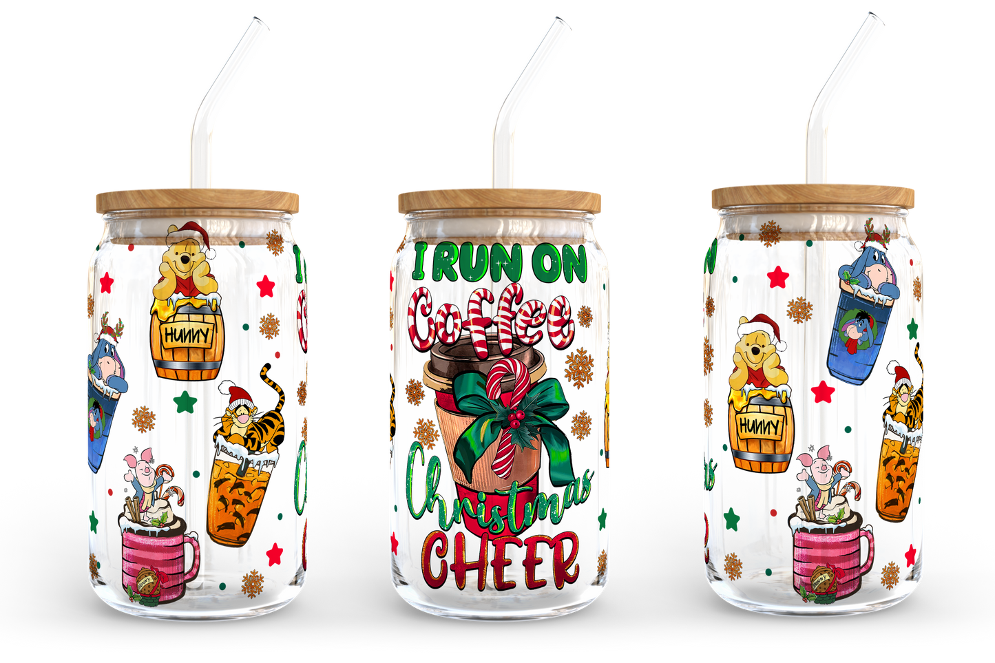 Cartoon Weihnachtskaffee Designs, 16oz Libbey Glasdose, Mickey Minnie Kaffee, Pooh Kaffee, Grinch Kaffee, Bierdose Glas, Sofortiger Download