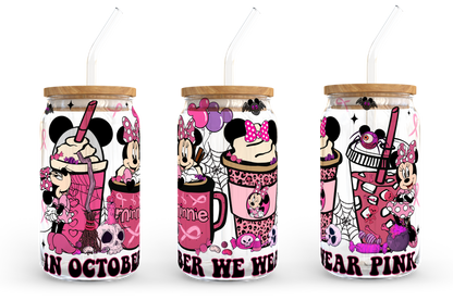 Pink Coffee Design Png, 16oz Libbey Dosenglas, Minnie Kaffeebecher, Im Oktober tragen wir Pink PNG, Vollglasdose Wrap, Digitaler Download 