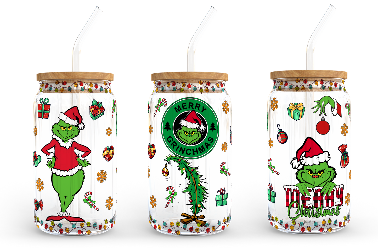 Cartoon Weihnachten 16oz Libbey Dose Cartoon PNG, 16oz Glasdose Wrap, 16oz Libbey Dose Glas, Weihnachtsbecher Wrap, Vollglas Dose Wrap