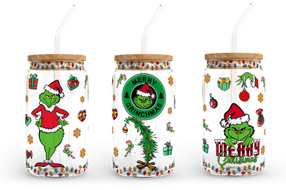 Cartoon Weihnachten 16oz Libbey Dose Cartoon PNG, 16oz Glasdose Wrap, 16oz Libbey Dose Glas, Weihnachtsbecher Wrap, Vollglas Dose Wrap