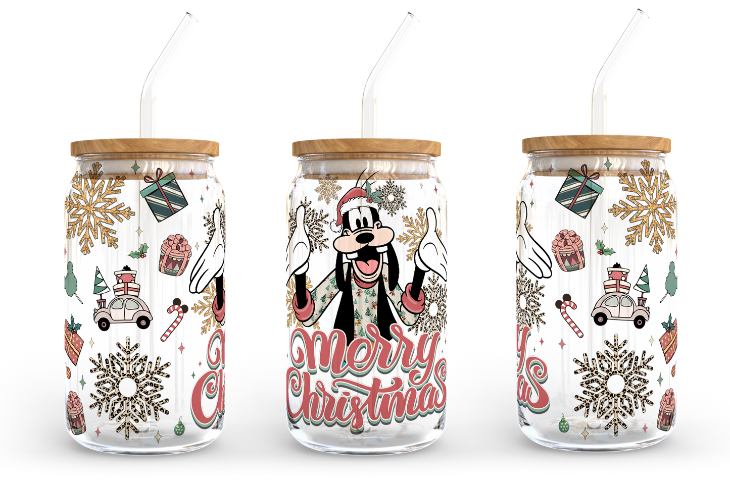 Cartoon Weihnachten 16 oz Glasdose Wrap Bundle, 16oz Libbey Glasdose, Weihnachtsbecher, Weihnachtsglasdose, Dose Glas Wrap, PNG Download