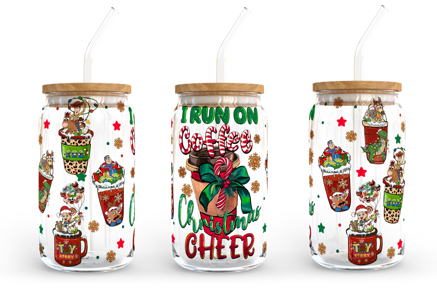 Cartoon Weihnachtskaffee Designs, 16oz Libbey Glasdose, Mickey Minnie Kaffee, Pooh Kaffee, Grinch Kaffee, Bierdose Glas, Sofortiger Download