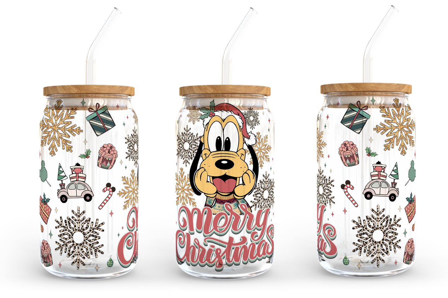 Cartoon Weihnachten 16 oz Glasdose Wrap Bundle, 16oz Libbey Glasdose, Weihnachtsbecher, Weihnachtsglasdose, Dose Glas Wrap, PNG Download