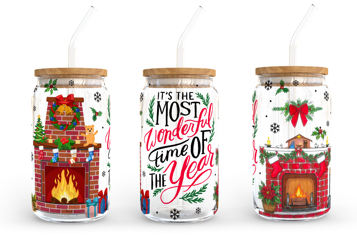 It's the most wonderful time of the year, 16oz Libbey Glass Can Wrap Sublimation Design