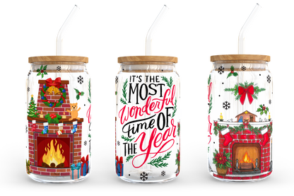 It's the most wonderful time of the year, 16oz Libbey Glass Can Wrap Sublimation Design