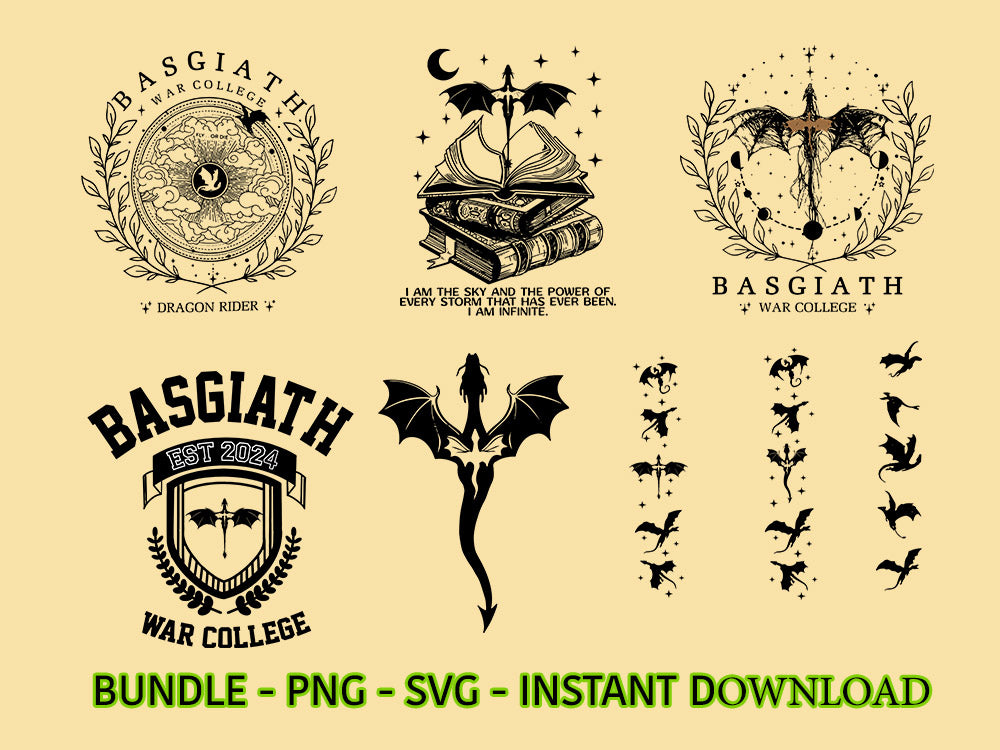 Vierter Flügel Bundle SVG, Basgiath War College SVG, Drachenreiter, Violet Sorrengail, Xaden Riorson, Riders Quadrant, Bookish Shirt, SVG-Datei