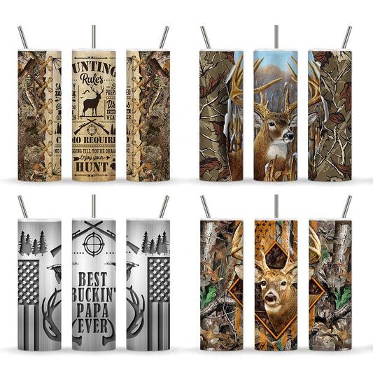 Jagdregeln 20oz Tumbler Bundle PNG, Hirschjagd Tumbler Wrap, Camo Jagd Skinny Sublimation Wrap, Camo Rustic Hunting Digital Wrap