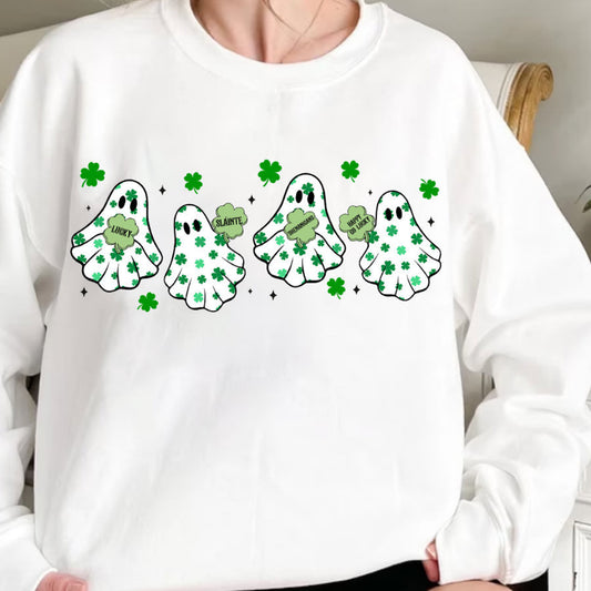 Clover Ghostie Spooky St. Patrick_#39_s Day Png, Lucky Boo Png, St. Patrick's Day PNG Sublimation, St Patricks Day, Clover Png, Clover Retro - VartDigitals