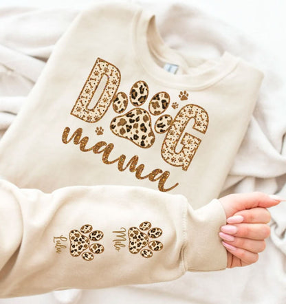 Custom Dog MAMA and Sleeve Png, Dog Paw Png, Custom Dog Name shirt Png, Leopard Glitter Dog Mama Png, Glitter Dog Mom, Dog Lover shirt Png - VartDigitals