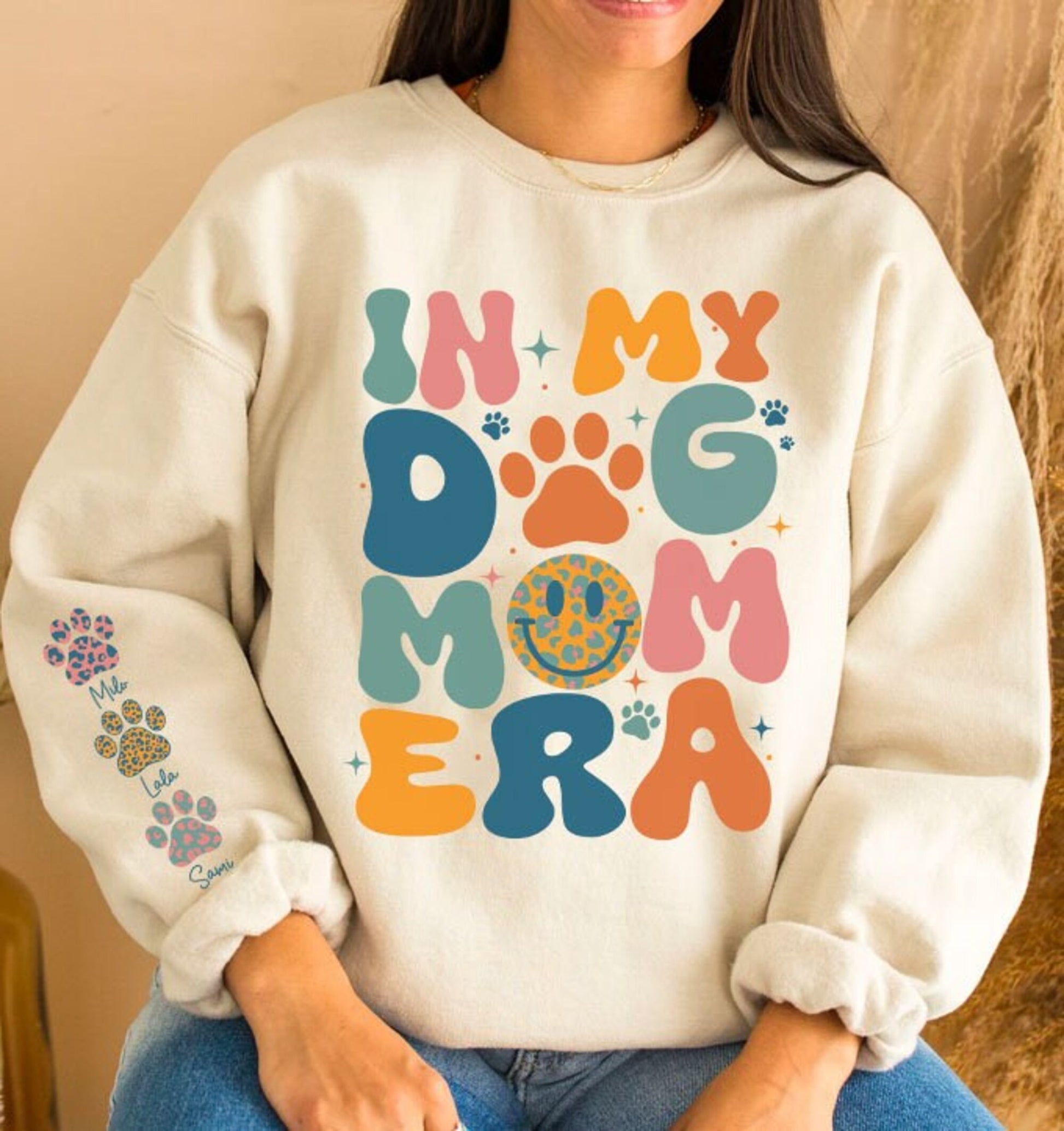 In My Dog Mom Era Png, Name on Sleeves PNG, Dog Paw Png, Custom Dog Name shirt Png, Dog Mama Png, Dog Mom Era, Dog Lover shirt Png - VartDigitals