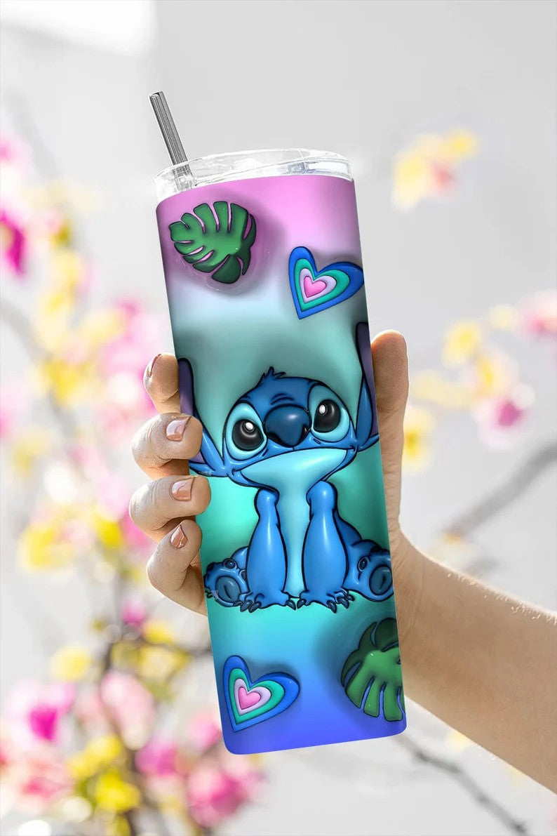 Inflated Stitch Tumbler Design Png 3D Tumbler Wraps 20oz Skinny Sublimation Digital Downloads 3D Puffy Stitch Design Sublimation Png - VartDigitals