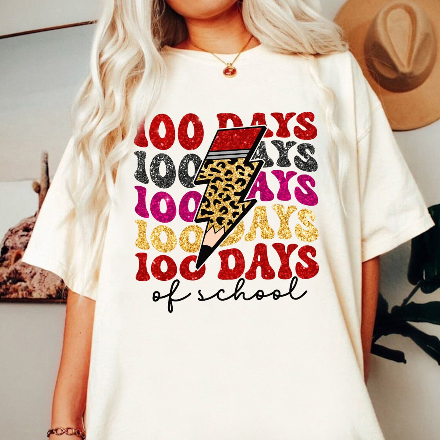 100 Days of School Png, Happy 100 Days of School Faux Sequin PNG Sparkly, School 100th Day Png, Back to School Png, Teacher Glitter Pencils - VartDigitals