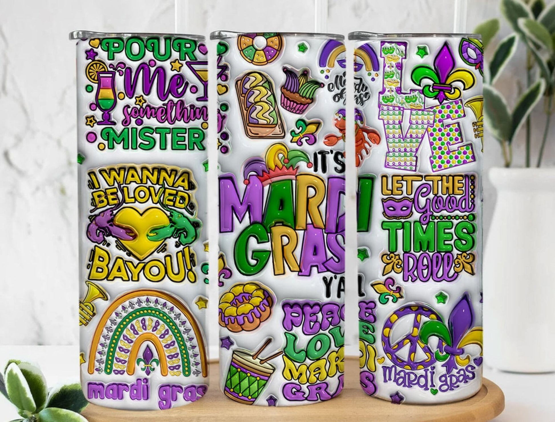 3D Inflated Mardi Gras 20 oz tumbler png, It's Mardi Gras Y all tumbler wrap png, Happy Mardi Gras 20 oz tumbler designs, New Orleans png - VartDigitals