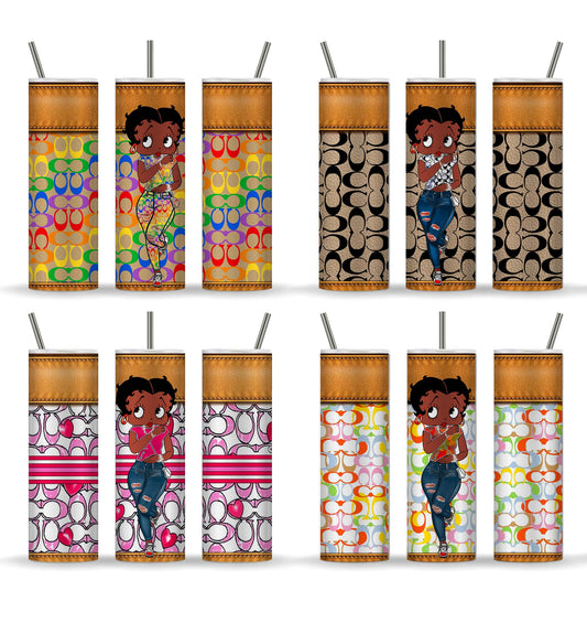 Retro Cartoon 80er Jahre Tumbler, Taschen Muster Tumbler, Betty 20oz Skinny Tumbler, Sublimation Designs, Betty Boop Custom Tumbler Wrap, Png Download