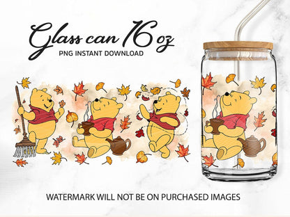 Fall  Can Glass Wrap, 16oz Libbey Glass Can