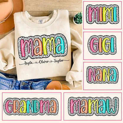 Mama Dalmatiner PNG, Muttertag Dalmatiner Bundle Png, Oma Tante Dalmatiner Punkte, benutzerdefinierte Mama mit Kinder Namen Design, Muttertag png