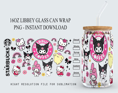 Bundle Kawaii Kitty Coffee Tumbler Wrap, Kitty Coffee, Kitty 16oz Can Glass Wrap, Kitty Tumbler Wrap, Pink Cat Tumbler, Instant Download 1 - VartDigitals