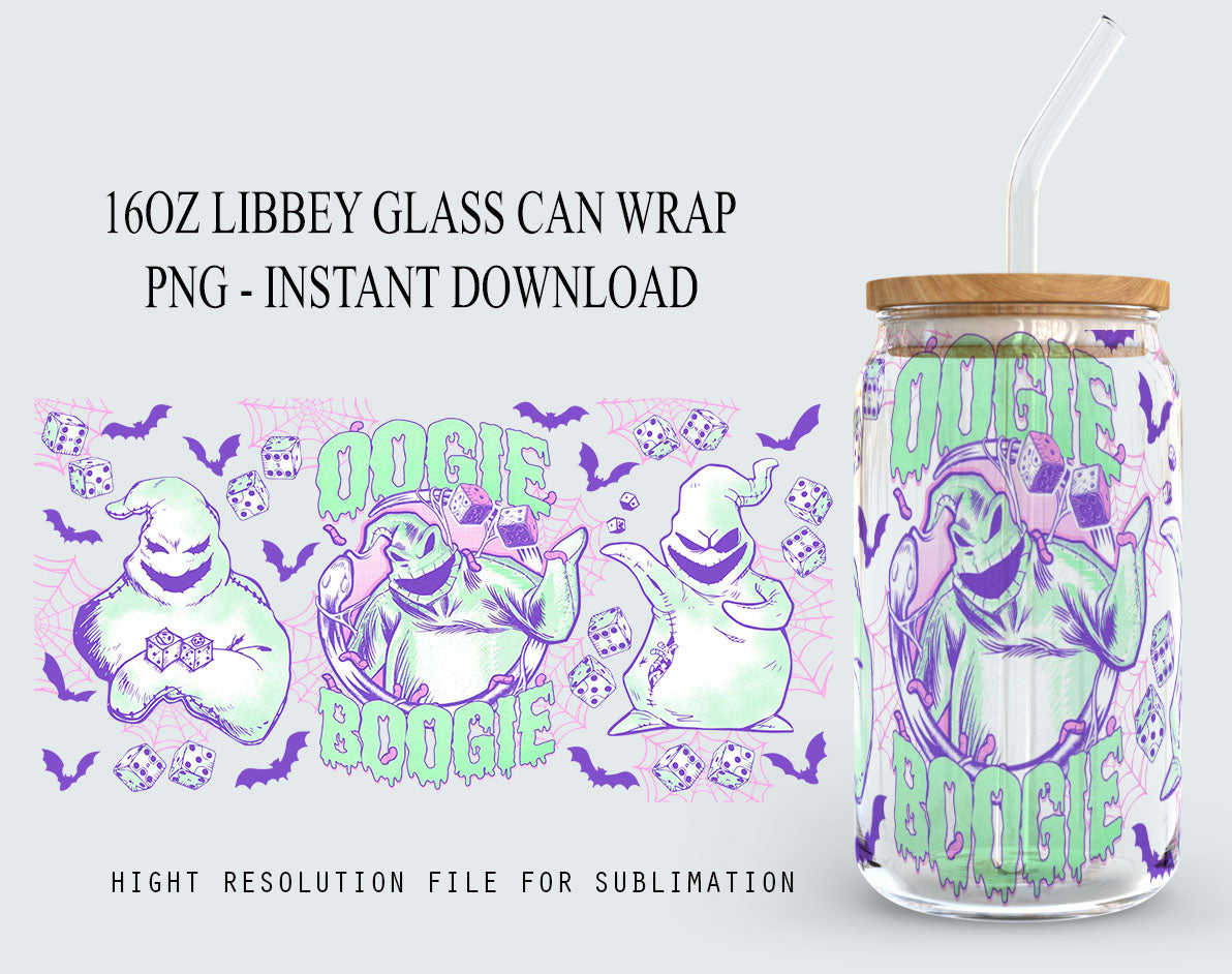 Horror Charakter Tumbler Wrap, 16oz Dose Glas Wrap, Cartoon Dose Glas, Gruselige Vibes Dose Glas, Halloween Png, Sublimation Design Png 