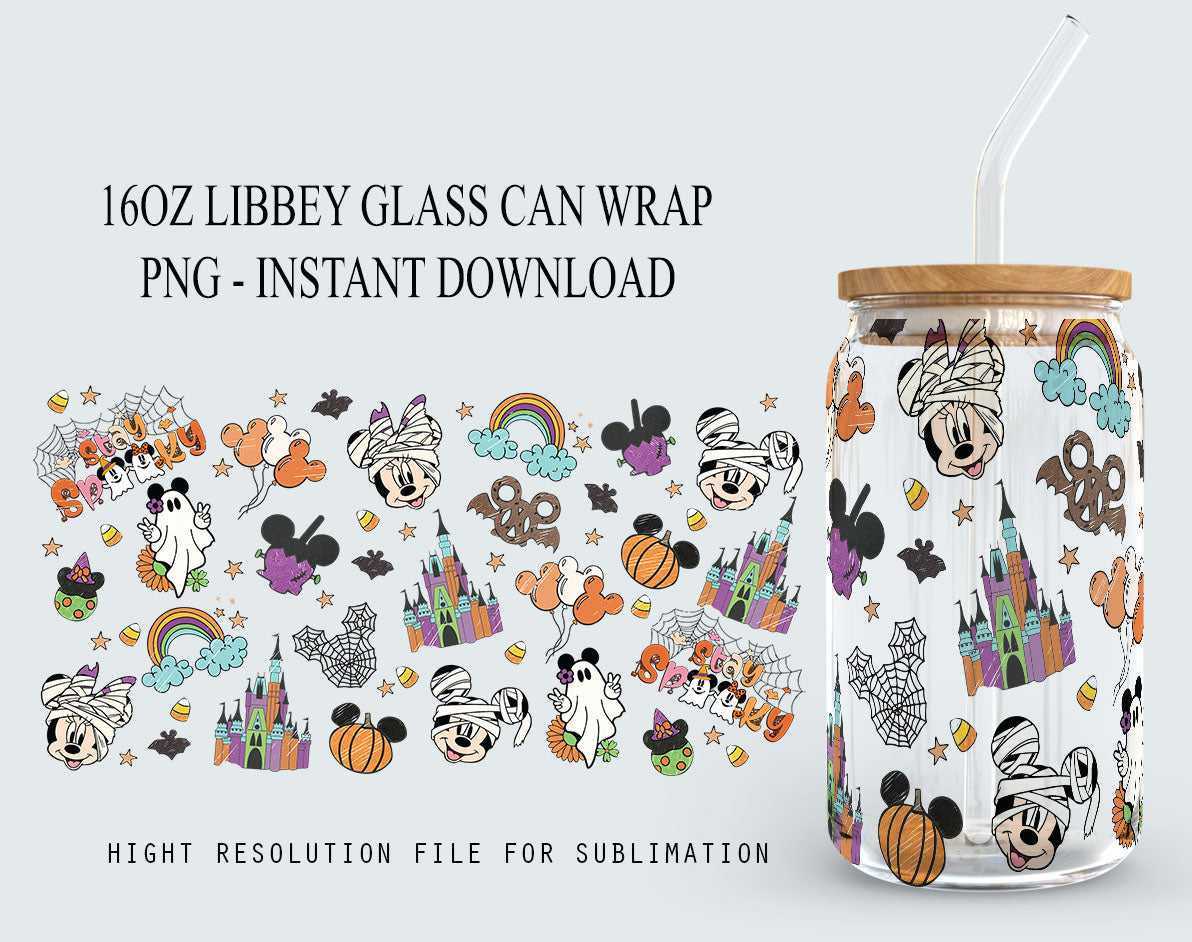 Halloween 16oz Dosenglas, Cartoon Tumbler Wrap, Prinzessin Tumbler, Libbey Dosenglas, Cartoon Tumbler, Dosenglas Png Download, Full Tumbler Wrap