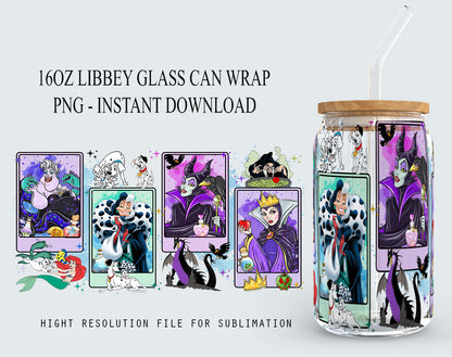 Villians 16oz libbey can Cartoon PNG, 16oz Glass Can Wrap, 16oz Libbey Can Glass, Catoon kids Tumbler Wrap, Full Glass Can Wrap - VartDigitals