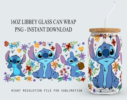 Frühling 16oz Libbey Glas Dose Tumbler Sublimation Design, Frühling Stich, Design digitaler Download PNG 