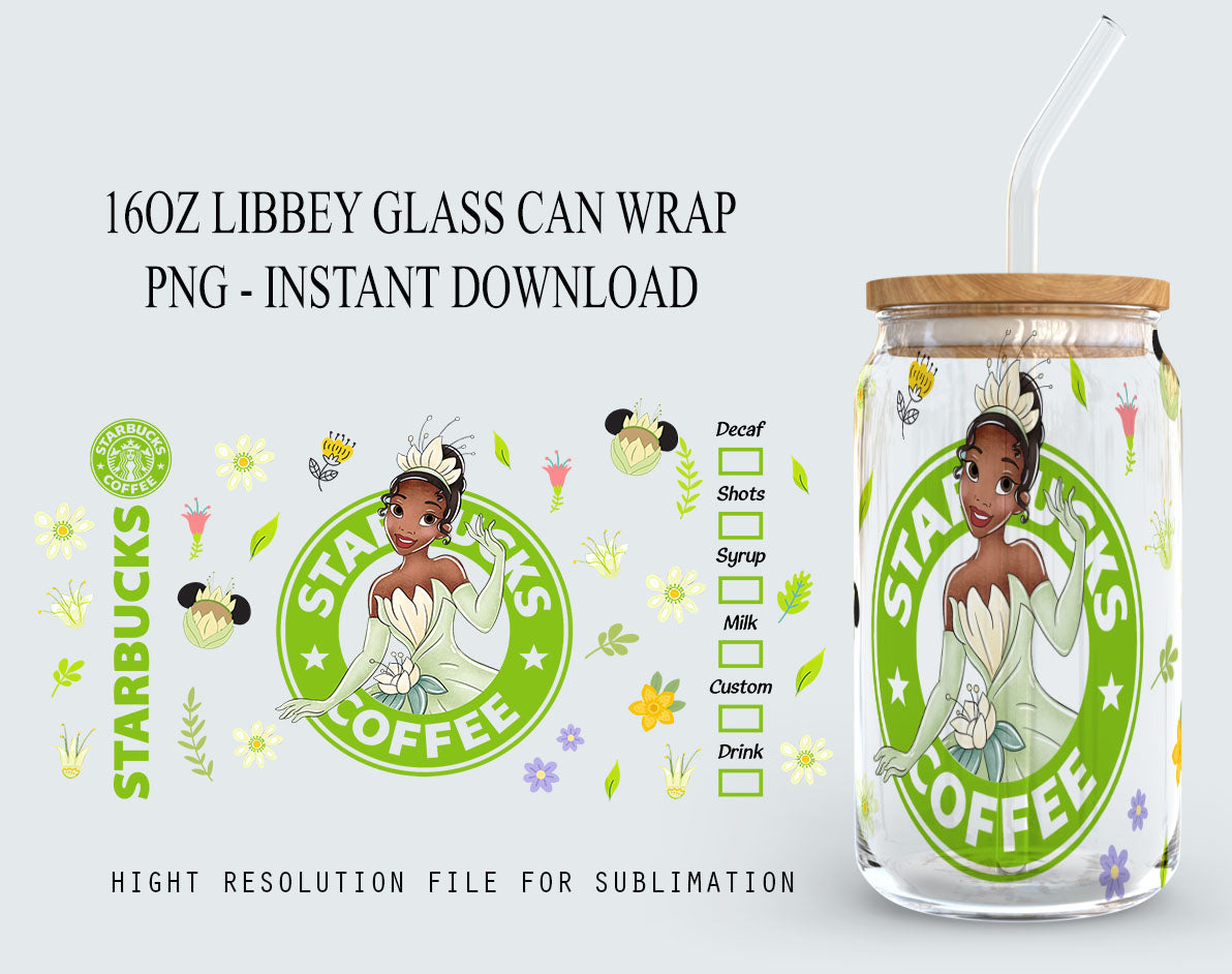 Princess Tumbler, Princess Glass Wrap, 16oz Glass Can Png, Libbey Can Glass 16oz, Princess Starbucks Wrap, Princess Png, Princess Images 8 - VartDigitals