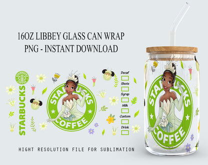 Princess Tumbler, Princess Glass Wrap, 16oz Glass Can Png, Libbey Can Glass 16oz, Princess Starbucks Wrap, Princess Png, Princess Images 8 - VartDigitals