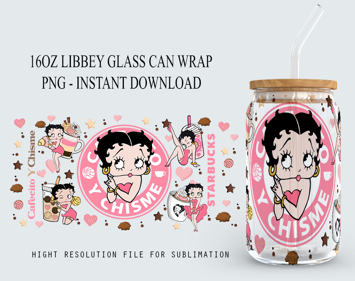 Cartoon 80s tumbler, 80s cartoons png, Betty libbey glass can wrap, Betty glass can Png, Retro 80s cartoons tumbler wrap, Cafecito Y Chrisme - VartDigitals