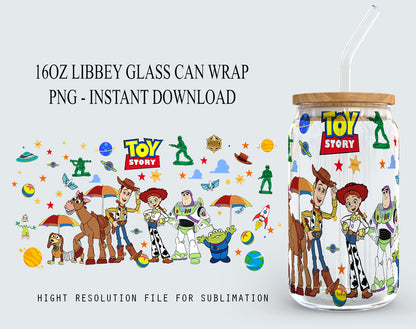 Toy Story Tumbler Wrap, 16oz Glasdosenverpackung, Libbey Dosenglas, Toy Story Ballons, Vollglasdosenverpackung, Cartoon Tumbler PNG 