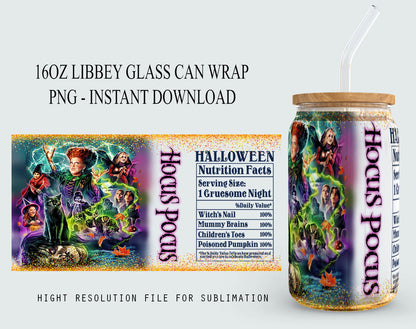 Halloween 16oz glass can png design for sublimation