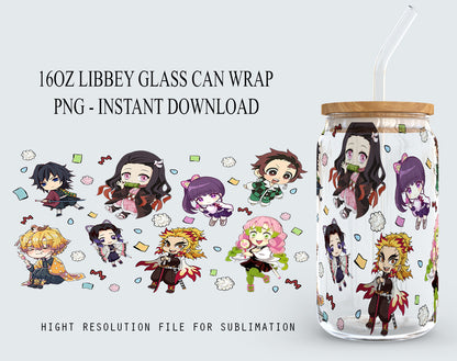 Anime characters Glass Can 16oz, Comics tumbler design, Anime Pirates Tumbler wrap Sublimation, Comics Png sublimation - VartDigitals