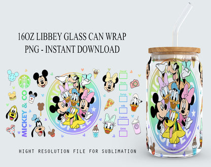 Cartoon character 16oz libbey can Cartoon PNG, 16oz Glass Can Wrap, 16oz Libbey Can Glass, Catoon kids Tumbler Wrap, Full Glass Can Wrap - VartDigitals