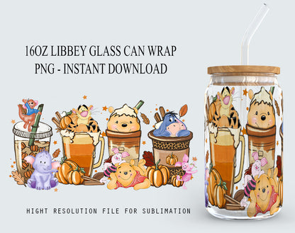 Bundle Cartoon Kaffee Png, Halloween Kaffee, Weihnachtskaffee, Bundle Png, Weihnachtsstimmung, Herbstkaffee, Gruselige Jahreszeit Png Instant Download, Pooh Dose Glas