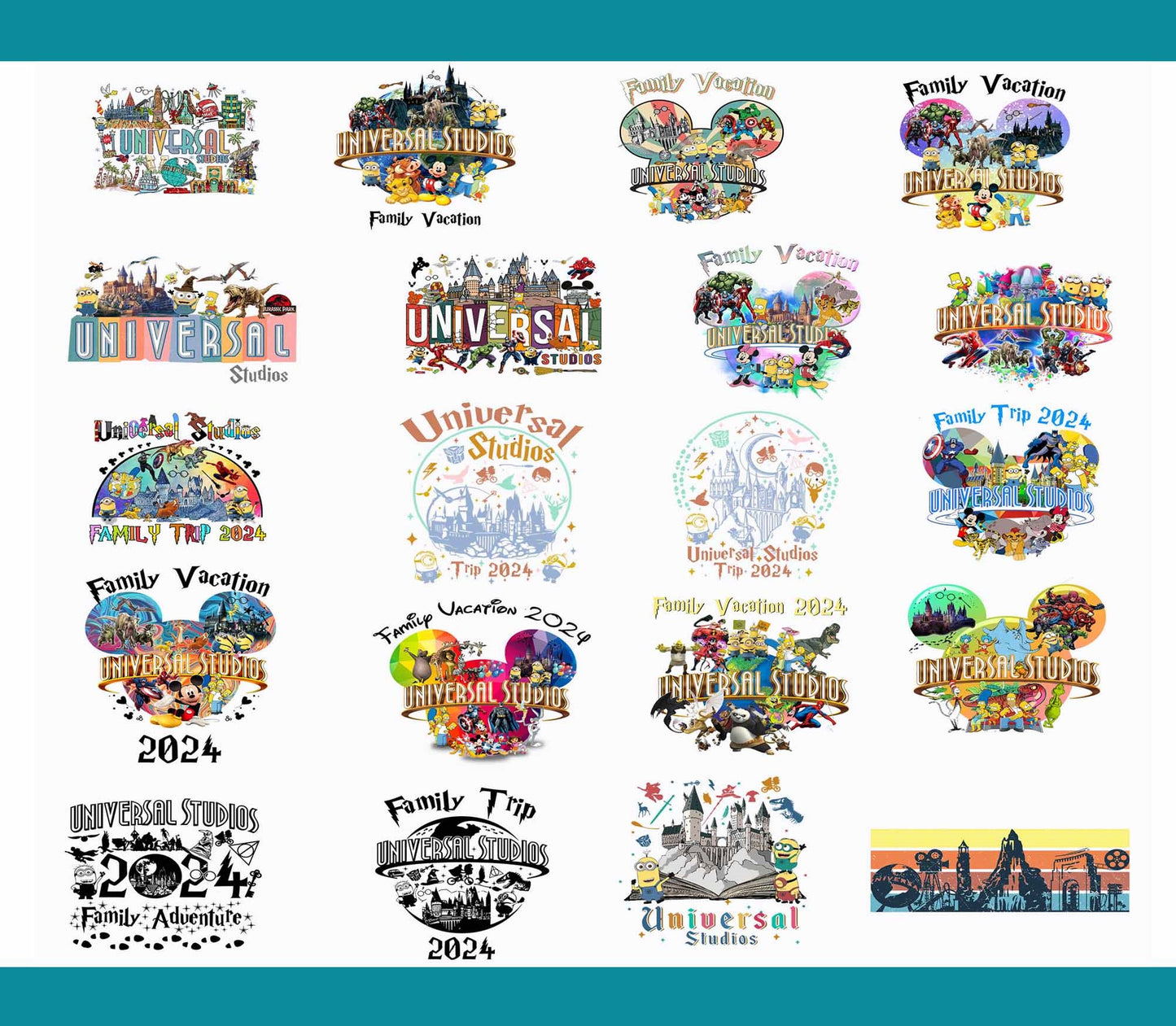 Universal Studio 2024 Png, 2024 Familienausflug Png, Universal Studios Ausflug, Universal Bundle Png, Sublimationsdesign, Png Download 23